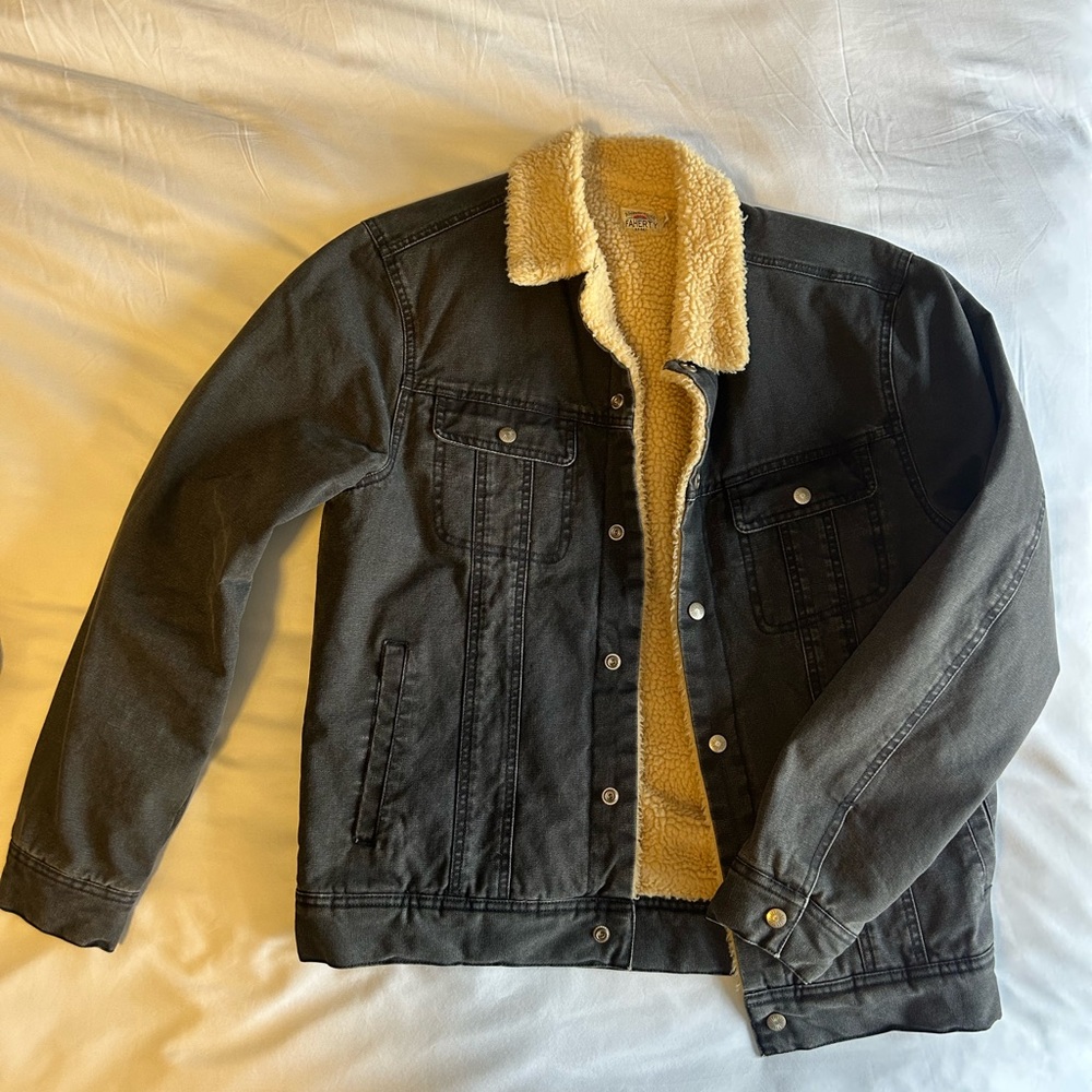 Faherty Black Denim Sherpa Jacket - Men’s Medium